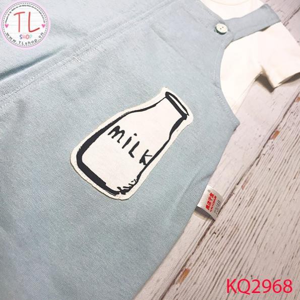 Thời trang trẻ em - Bộ quần yếm có áo cho bé hình bình Milk - Quần áo bé trai - Bộ bé trai - Quần áo bé gái - Bộ bé gái