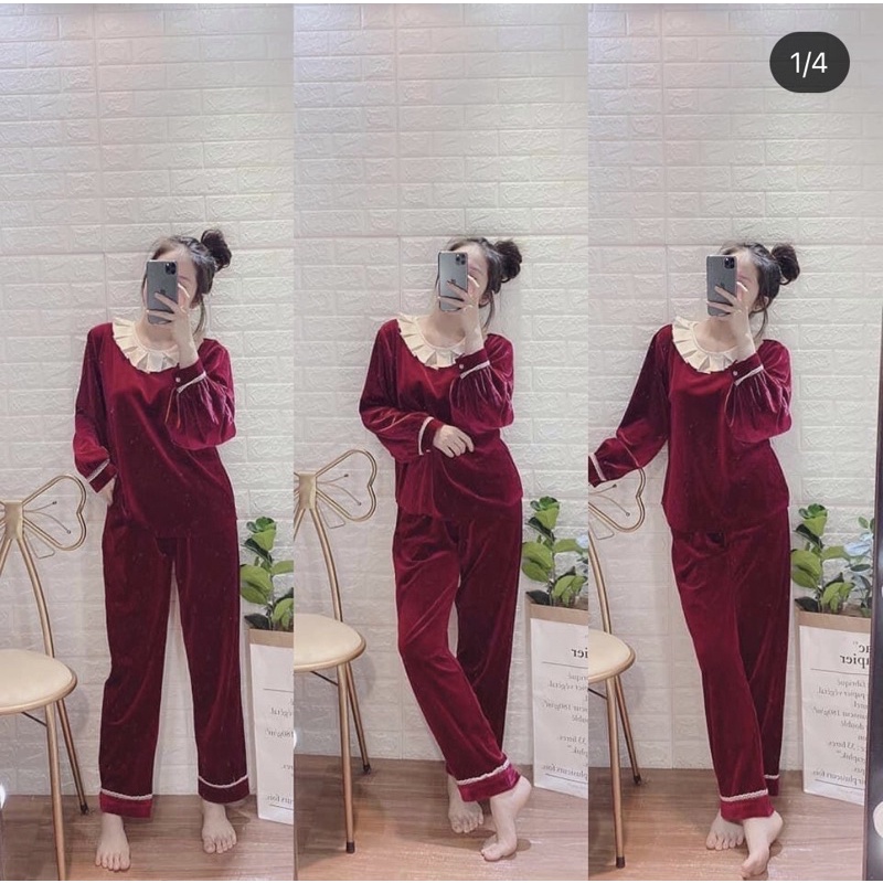 Set pijama nhung đỏ
