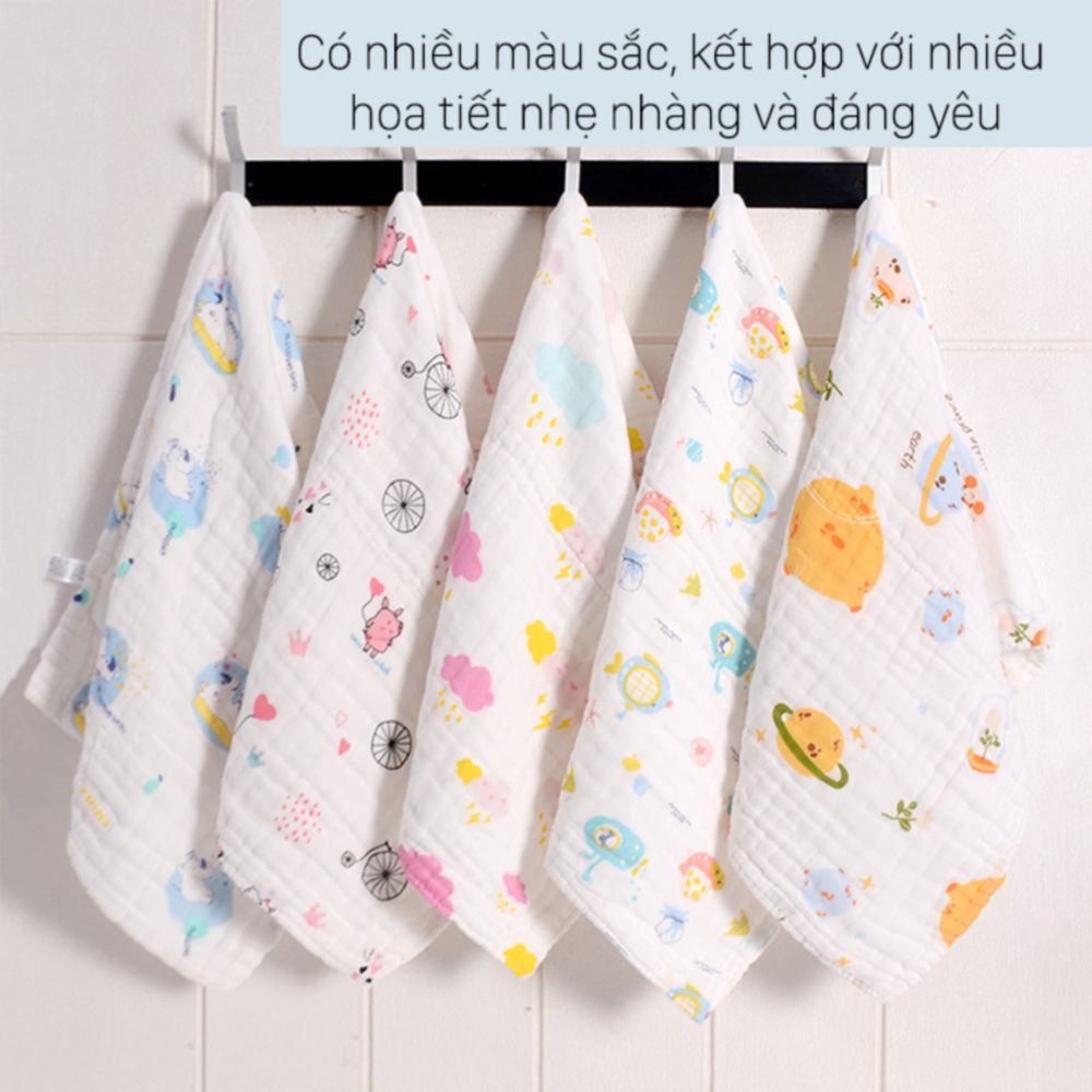 Khăn xô 6 lớp mềm mại cho bé yêu, kích thước 25x25cm