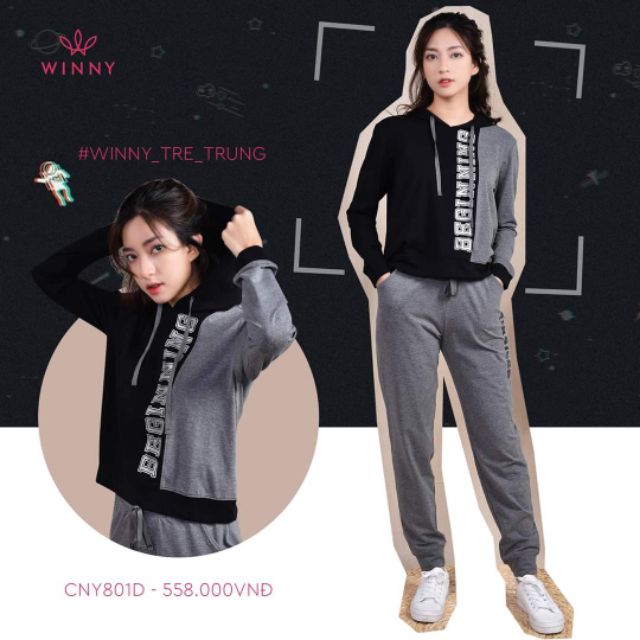 Bộ mặc nhà Winny cotton dài tay có mũ Thu Đông CNY801D Giá 558.000đ