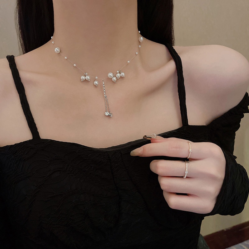 Vòng Cổ Choker Đính Hạt Ngọc Trai Kim Cương Thời Trang Dành Cho Nữ