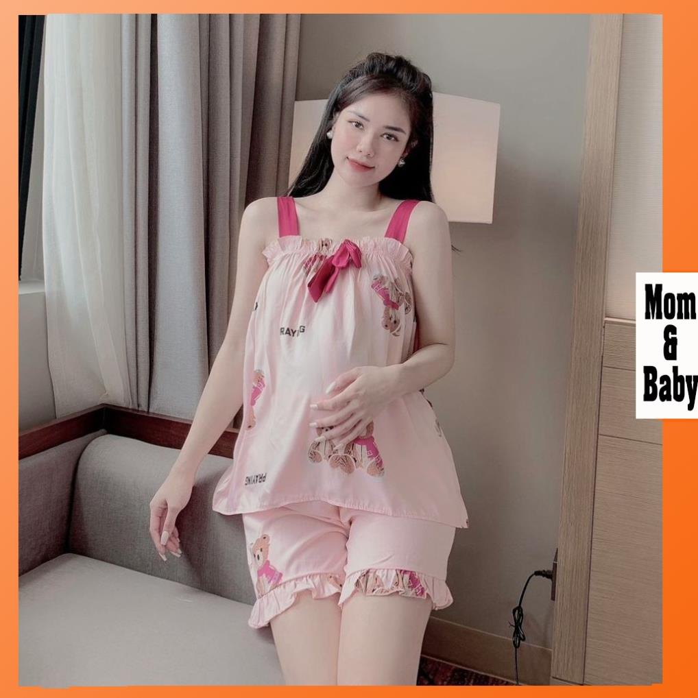 Bộ đồ bầu hai dây M357 chất lanh freesize từ 45 đến 70kg