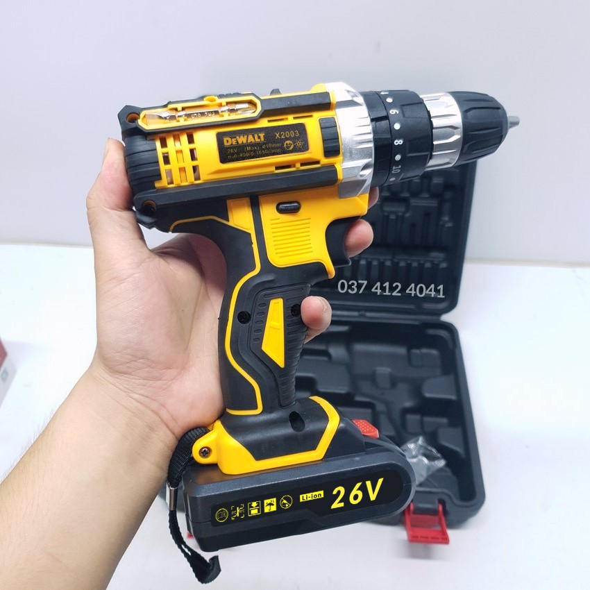 Máy khoan vặn vít dùng pin DeWALT 26V 2 PIN chuẩn 5 CELL - Máy khoan có búa 3 Chức Năng