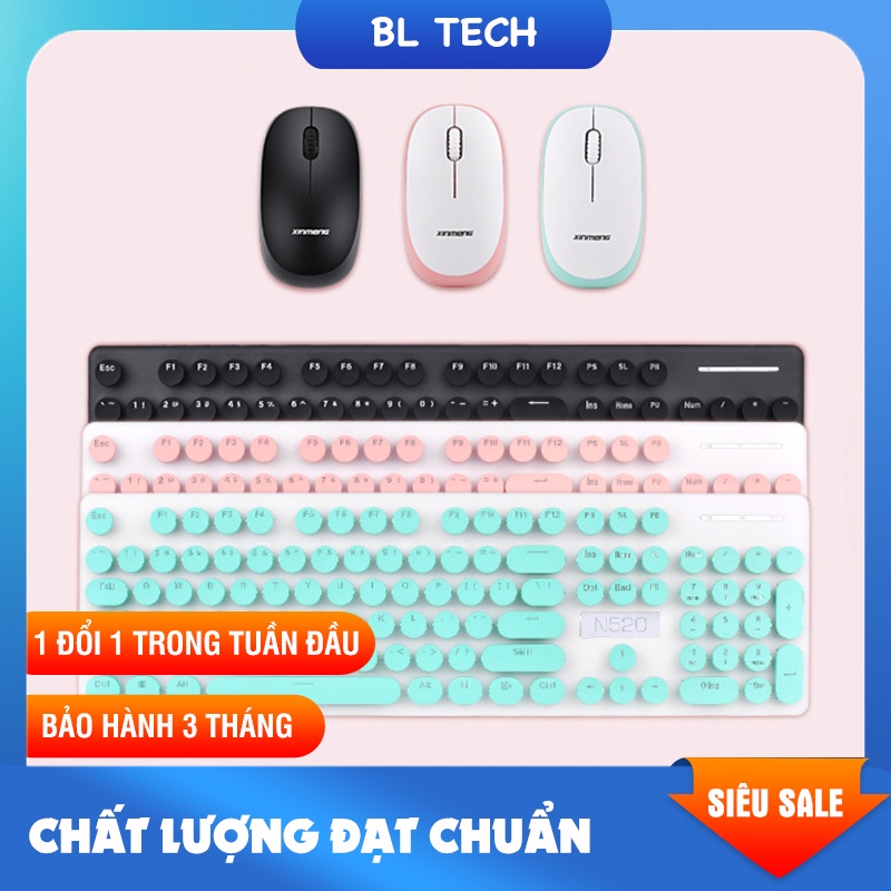 Bộ bàn phím và chuột Bluetooth không dây N520 siêu nhạy chuột chỉnh các mức DPI màu sắc đa dạng kết nối qua chip USB