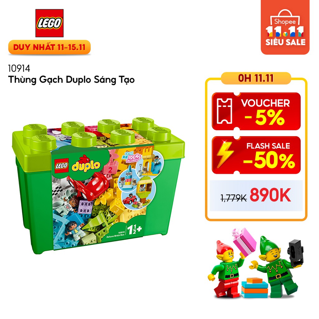 LEGO DUPLO 10914 Thùng Gạch Duplo Sáng Tạo ( 85 Chi tiết) Đồ chơi lắp ráp giáo dục mầm non