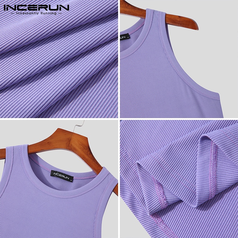 Áo thun ba lỗ Incerun màu sắc đơn giản thích hợp cho nam