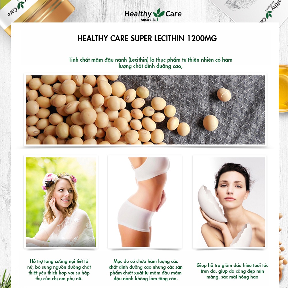 Combo cân bằng nội tiết, làm đẹp da Viên Uống Sữa Ong Chúa Heathy Care Royal và Mầm Đậu Nành Healthy Care