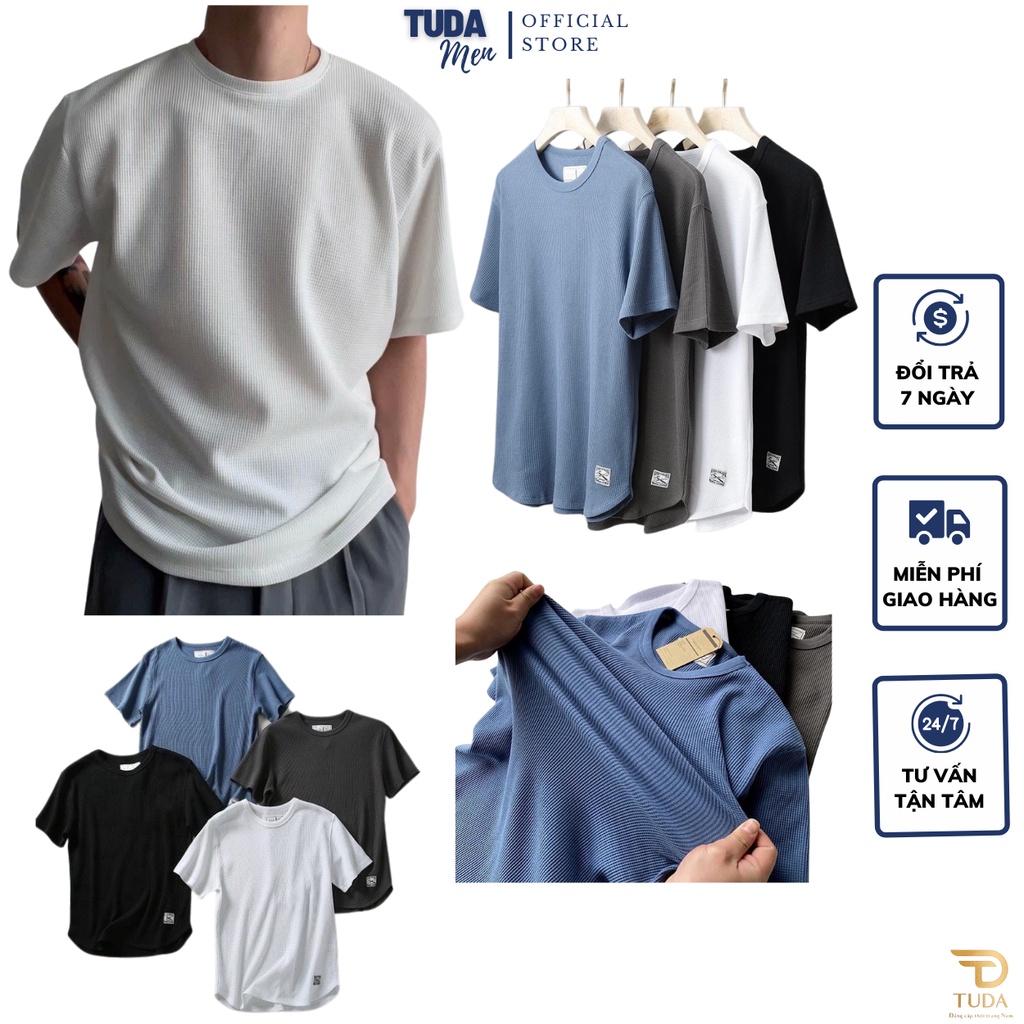 Áo thun nam vải tổ ong,phông nam tay ngắn cổ tròn cotton xuất co giãn 4 chiều dày dặn thoáng mát không xù lông