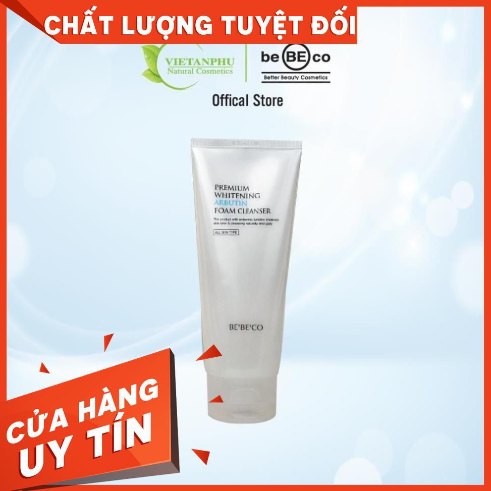 Sữa rửa mặt Arbutin trắng da cao cấp BEBECO Hàn Quốc 150ml PREMIUM WHITENING ARBUTIN FOAM CLEANSER