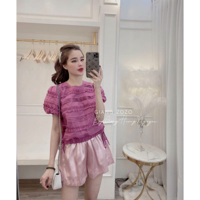 Quần sooc lụa trơn mềm cạp chun hàng QC