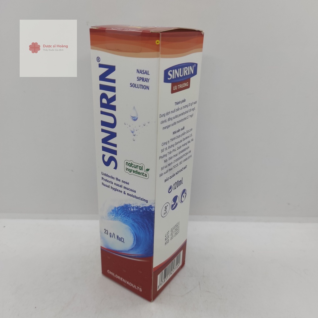 Xịt nước muối biển Sinurin Ưu trương - 120ml