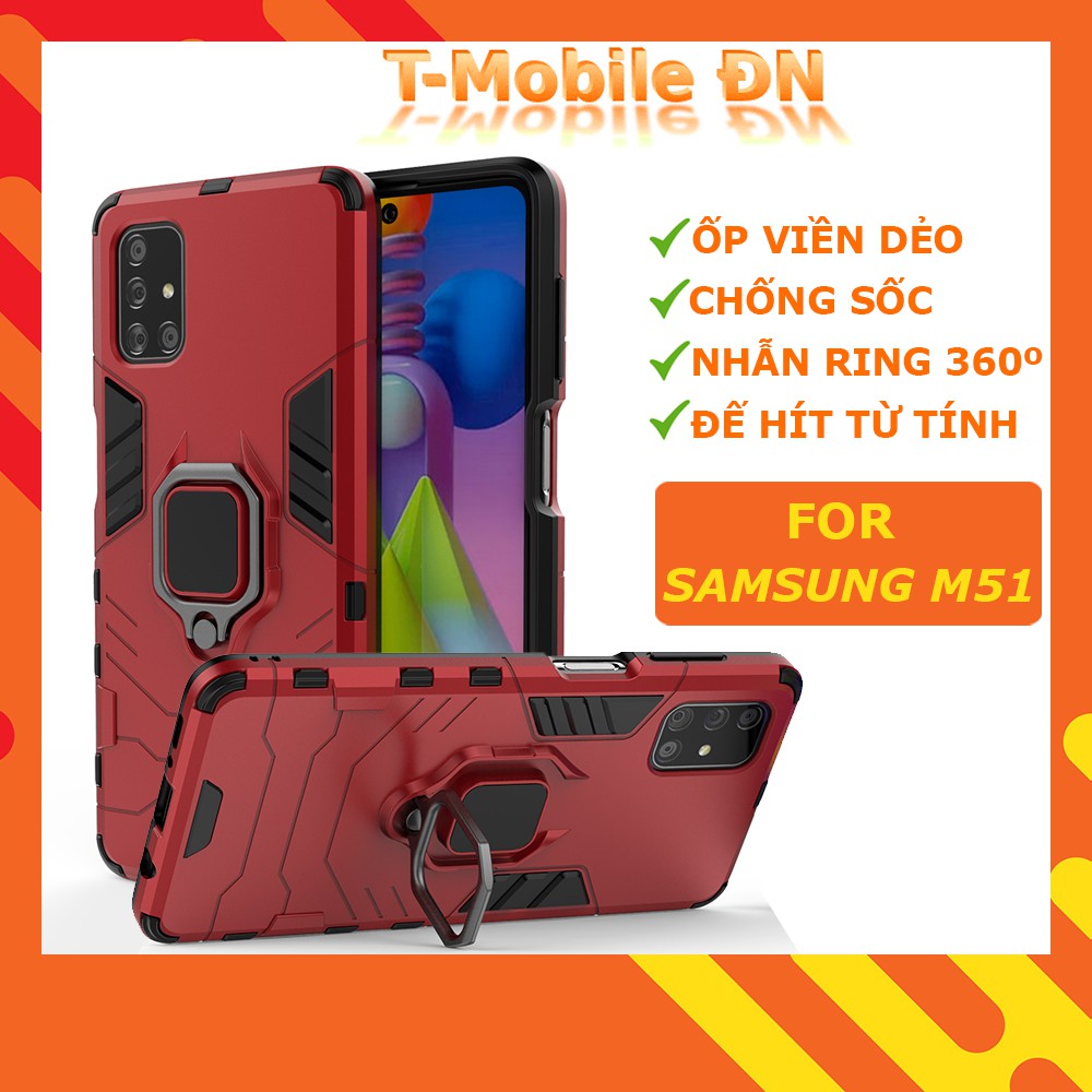 Ốp lưng Samsung M51 🔥 𝐅𝐑𝐄𝐄 𝐒𝐇𝐈𝐏 🔥 Ốp iRON MAN IRING Nhựa PC cứng viền dẻo chống sốc cho Samsung M51