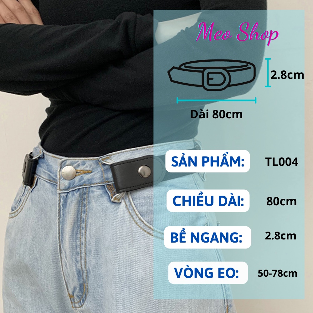 Thắt lưng thun co giãn Meo shop TL004 cúc bấm 2 bên vải thun phối da - Dây nịt chun thun 2 bên cài tiện lợi eo nhỏ