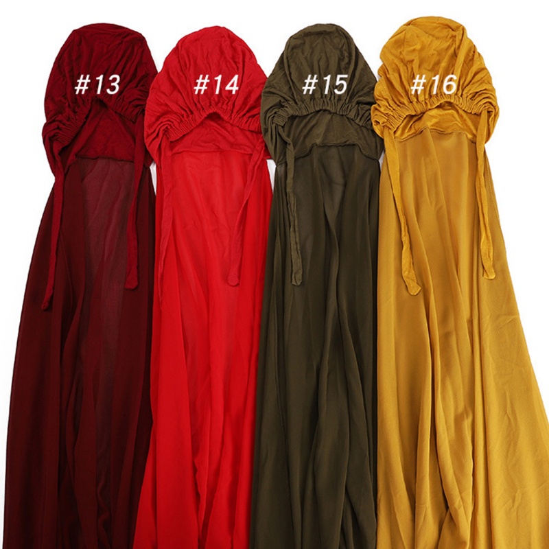 Khăn Choàng Hijab Dài Vải Chiffon Mềm Màu Trơn Trang Trí Thời Thượng