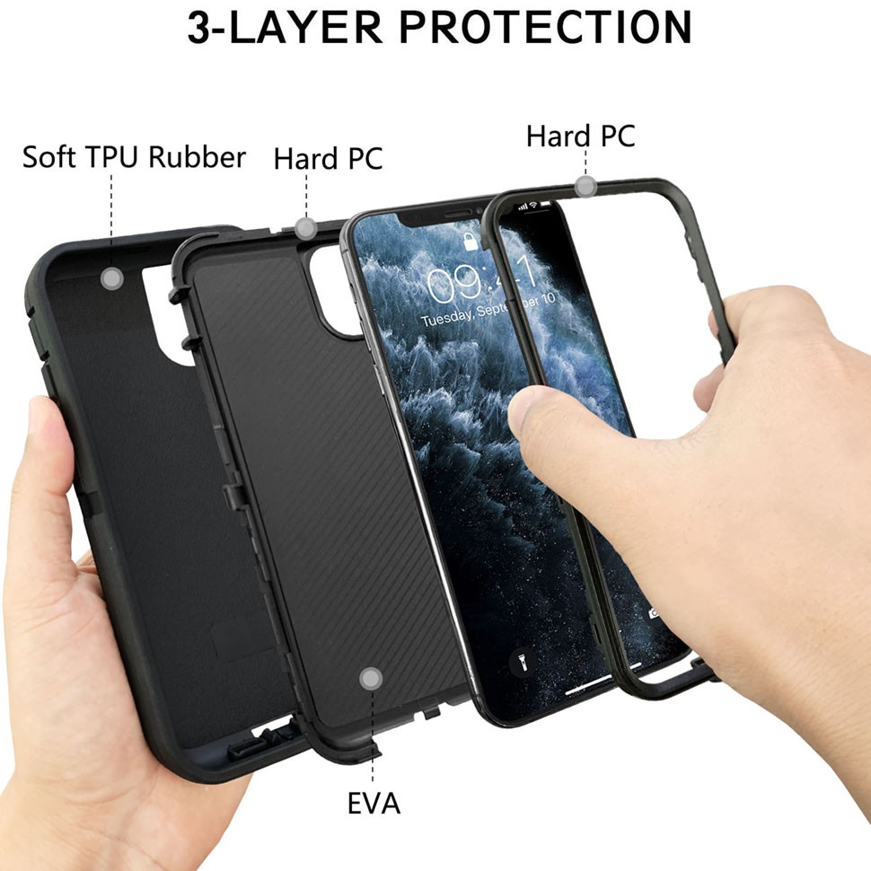 Ốp điện thoại TPU +PC chống sốc 3 trong 1 thích hợp cho Iphone X Xs Max Xr 7 8 6 6s Plus 11 Pro Max
