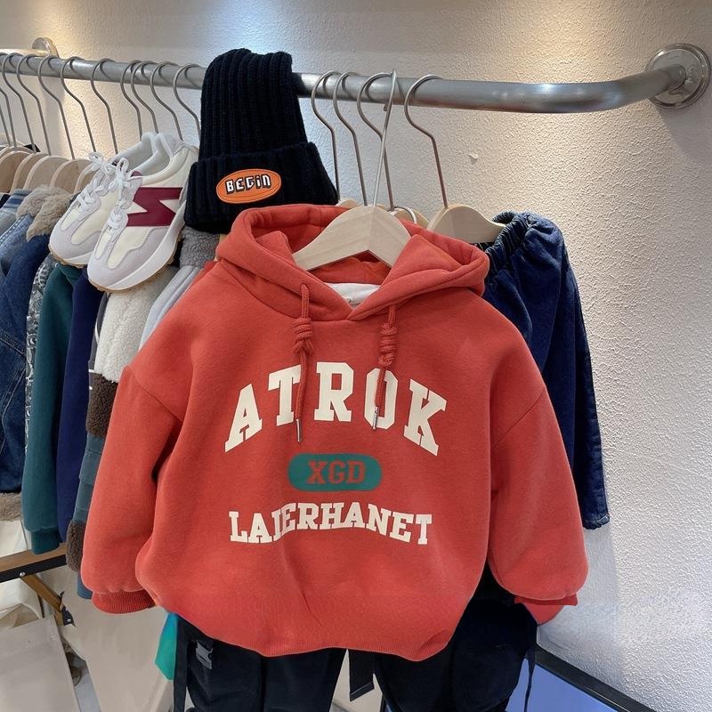 Áo Sweater Tay Dài Có Mũ Trùm Dây Rút Bằng Vải Lông Cừu Giữ Ấm Thoải Mái Thời Trang Thu Đông Mới Dành Cho Trẻ Em