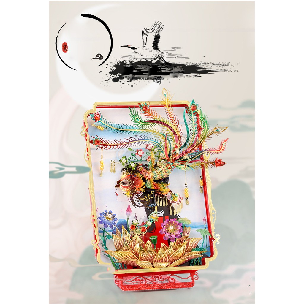 Mô hình lắp ghép kim loại 3d khung tranh phượng hoàng