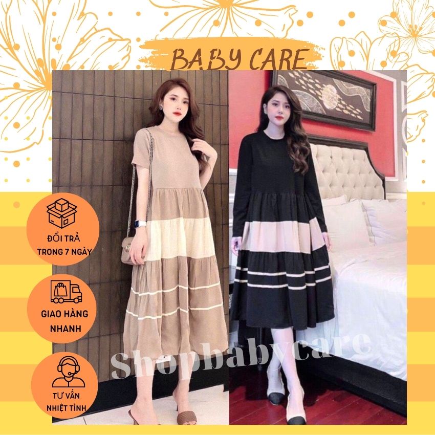 ĐẦM BẦU COTTON DÁNG XUÔNG THIẾT KẾ SANG CHẢNH SIÊU ĐẸP- VÁY BẦU DÀI TAY XINH XẮN ĐIỆU ĐÀ CHO MẸ BẦU