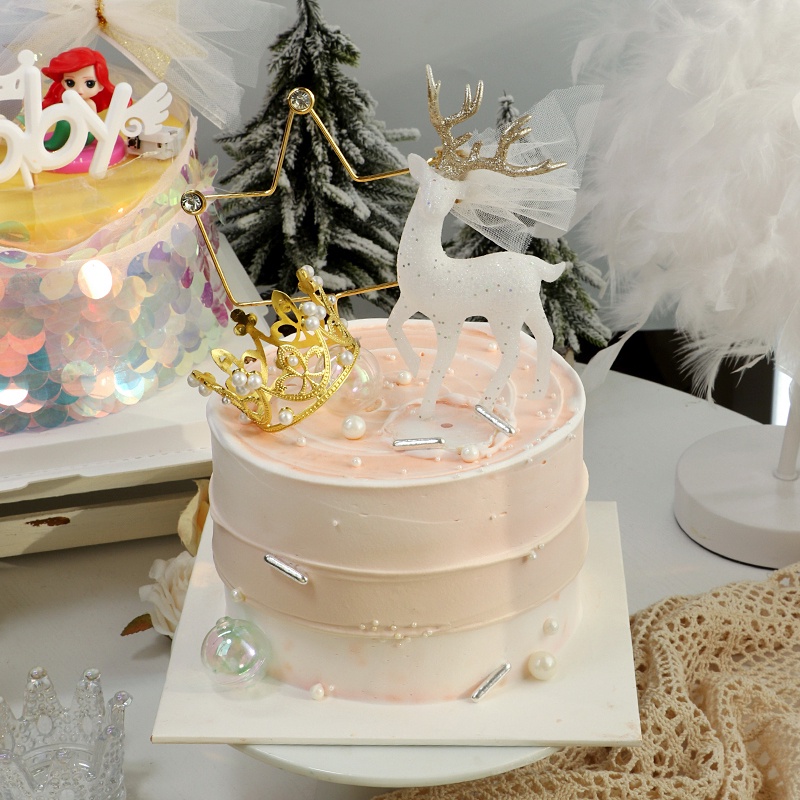 Phụ Kiện Trang Trí Bánh Kem Hình Sừng Nai Đính Đá Pha Lê Lấp Lánh Xinh Xắn