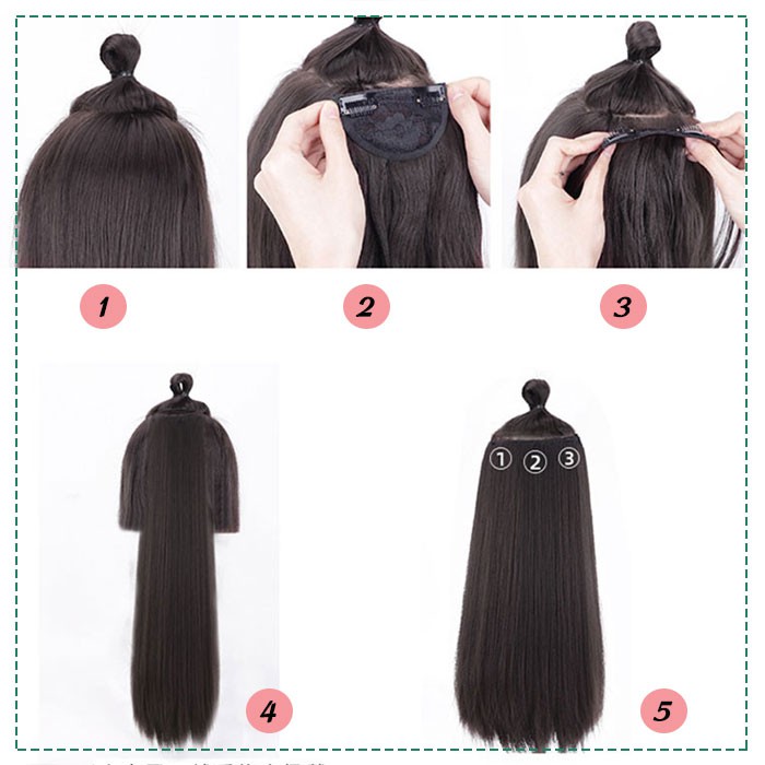 Set 3 dải tóc kẹp phím thẳng dài và dày Khami Beauty, kẹp phồng chân tóc