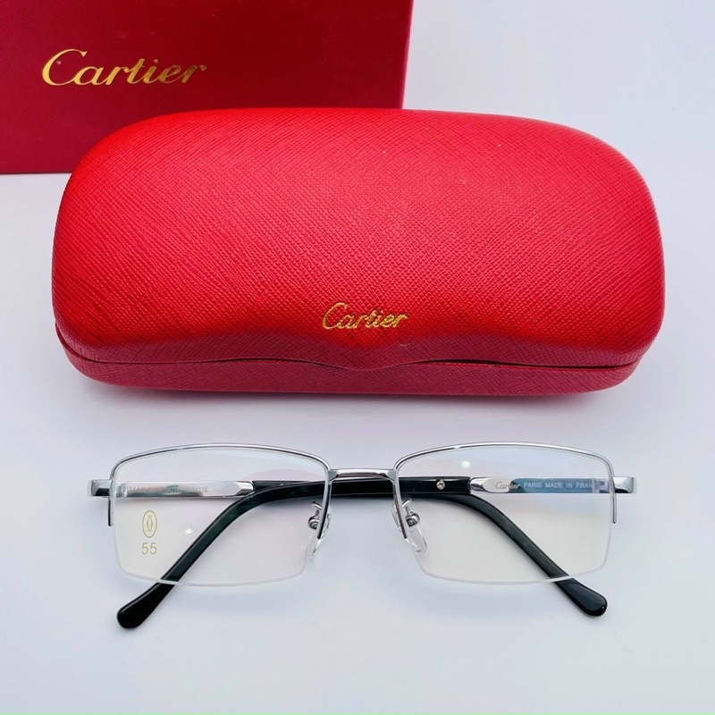 Gọng kính nam nữ CARTIER titannium nửa viền , Kính mắt thời trang,Tặng mắt cận khi mua gọng kính