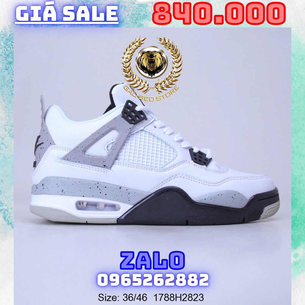 Giày Outlet Sneaker _Air Jordan 4 Retro White Cement AJ4 MSP: PHONG CÁCH ORDER + FREESHIP ➡️ gaubeostore.shop