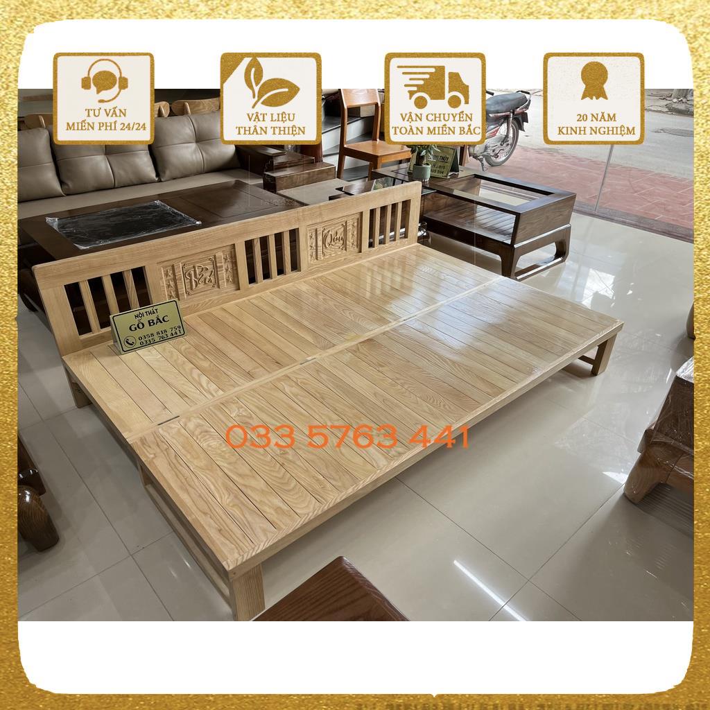 Sofa bed gỗ sồi nga 100% kiểu dáng hiện đại gấp ra thành giường 1m2x1m9