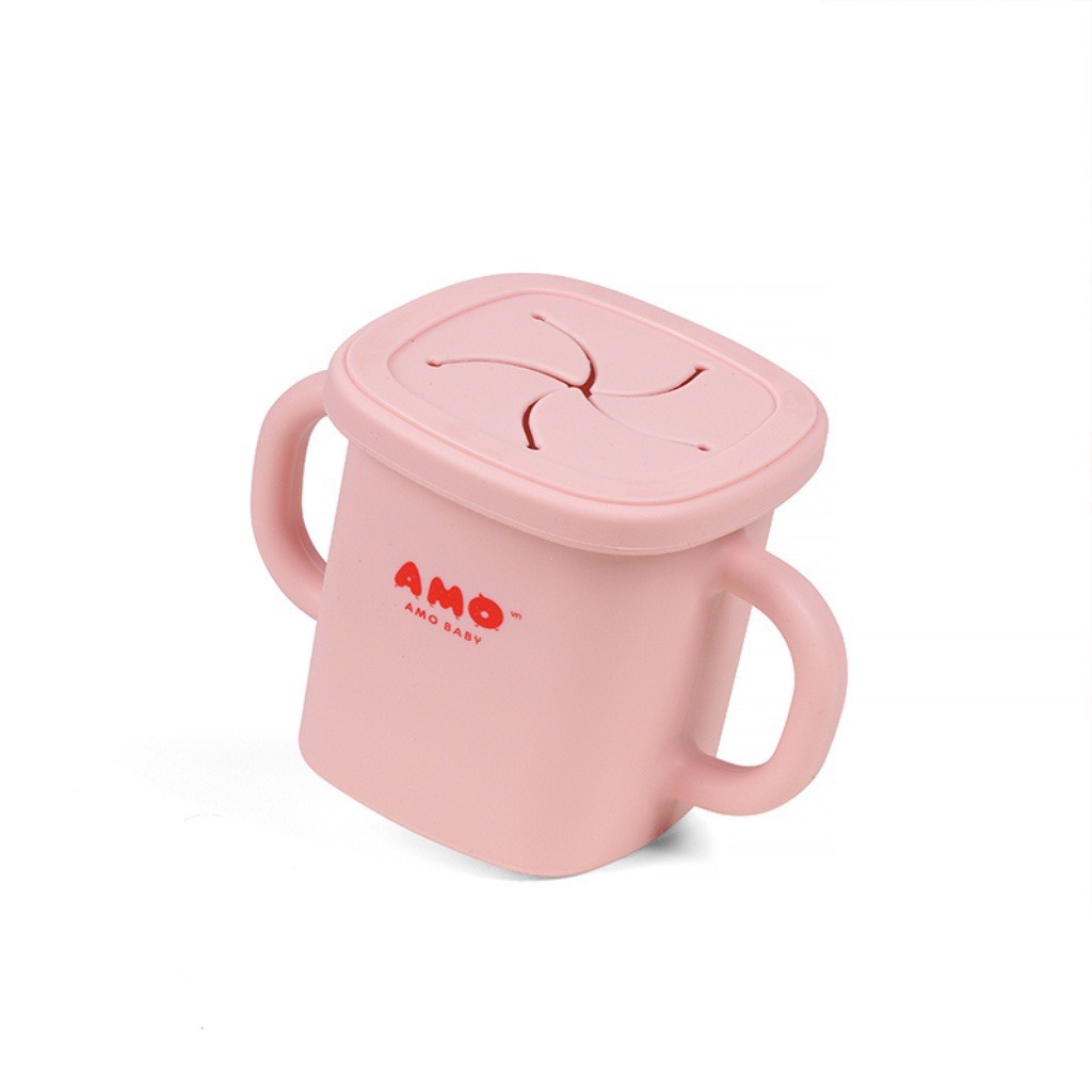 CỐC TẬP UỐNG NƯỚC SILICON AMO BABY CÓ NẮP ĐẬY CHO BÉ