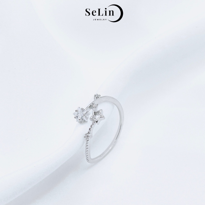 Nhẫn bạc nữ 925 hở đính sao lấp lánh cao cấp đẹp có thể điều chỉnh kích thước SELIN JEWELRY - 0115