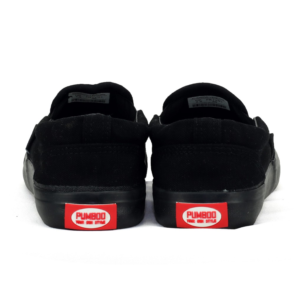 Giày Lười Nữ PumBoo Màu Full Đen Tem Gót Đỏ
