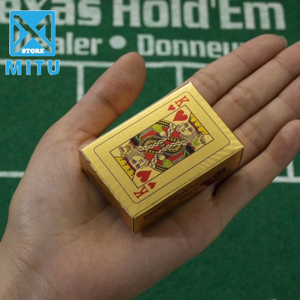 Bộ Bài Poker Nhựa PVC Mini Nhũ Vàng Chống Thấm Nước Độc Lạ Sang Trọng SP74