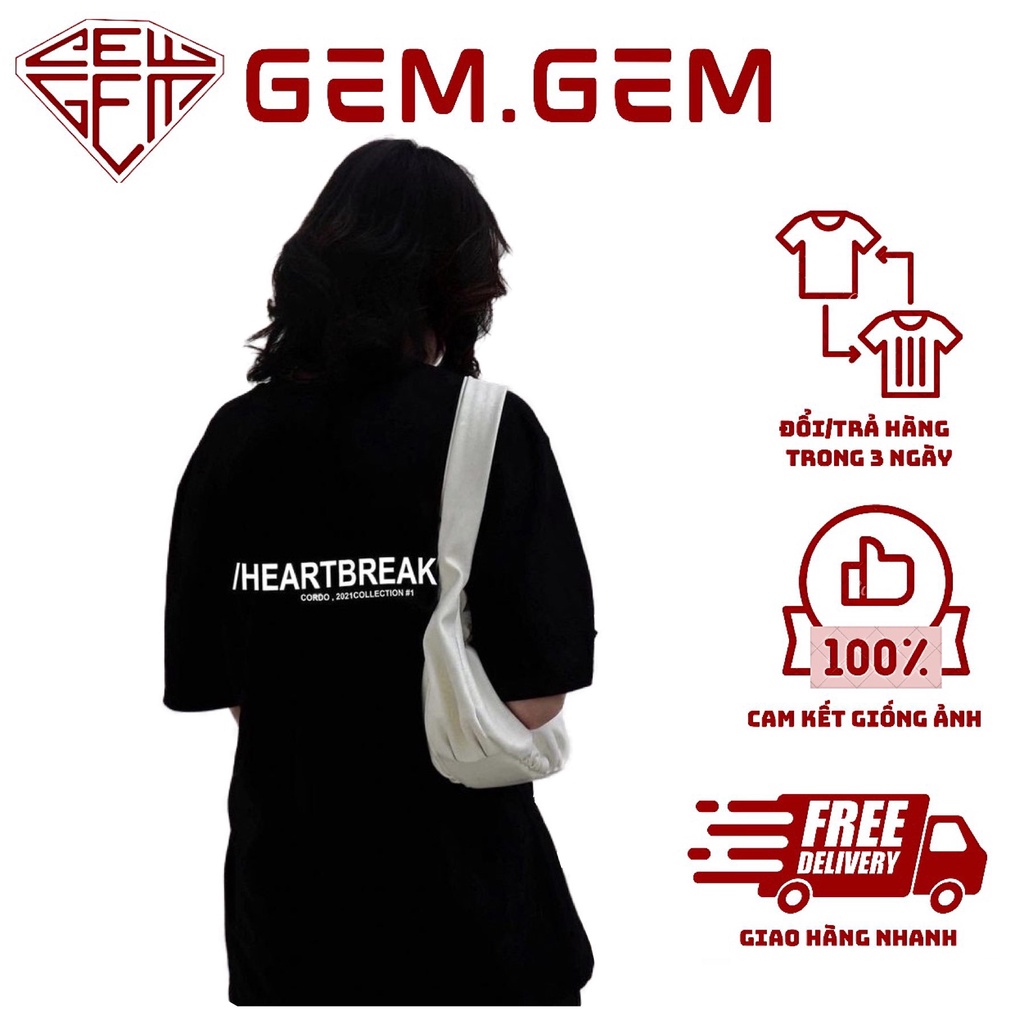 Áo thun unisex nam nữ HEART BREAK basic , áo phông oversize dáng rộng tay lỡ cá tính kiểu dáng Hàn Quốc