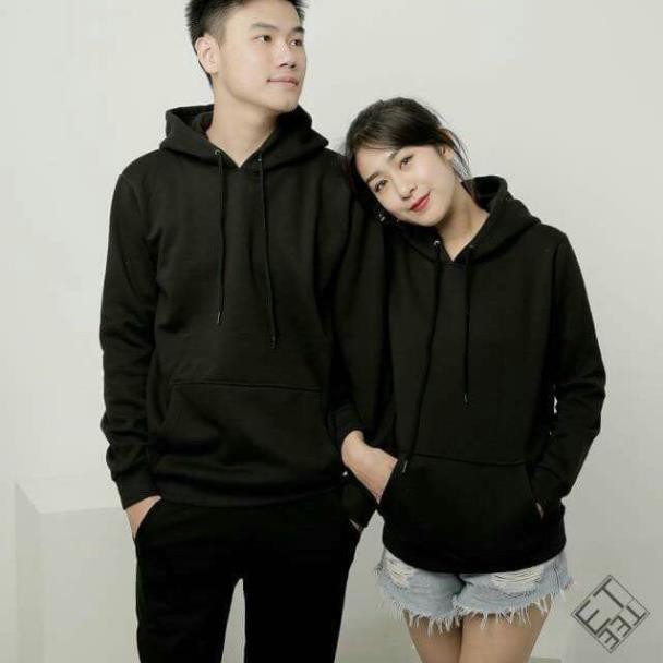 Áo Hoodie đôi nam nữ unisex form rộng trơn trắng đen có mũ đẹp chất nỉ phong cách trẻ trung Hàn Quốc