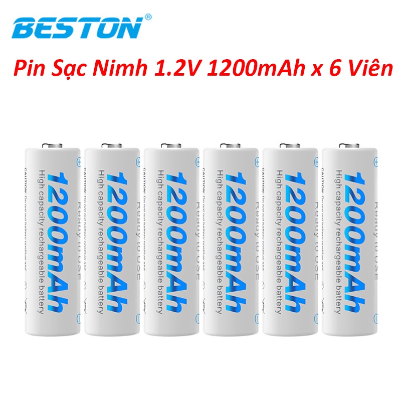 [ 6 Pin Beston-AA-1200] Bộ 6 pin sạc AA Beston 1200mAh dành cho Micro BH 1 Năm