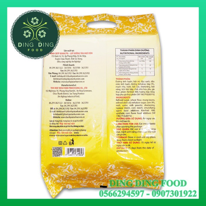 Bánh Pía Mini Chay Kim Sa Bắp 480g [12 BÁNH] Tân Huê Viên| Pía Kim Sa Chay| Pía Chay Mini| Sóc Trăng - DING DING FOOD