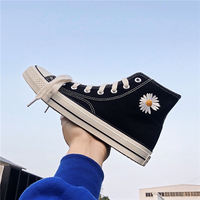 💯💥GIÁ SIÊU RẺ 💥 ❤️ Giày Convers Hoa Cúc Cao Cổ Học Sinh Size 35-40 2 Màu Đen,Trắng