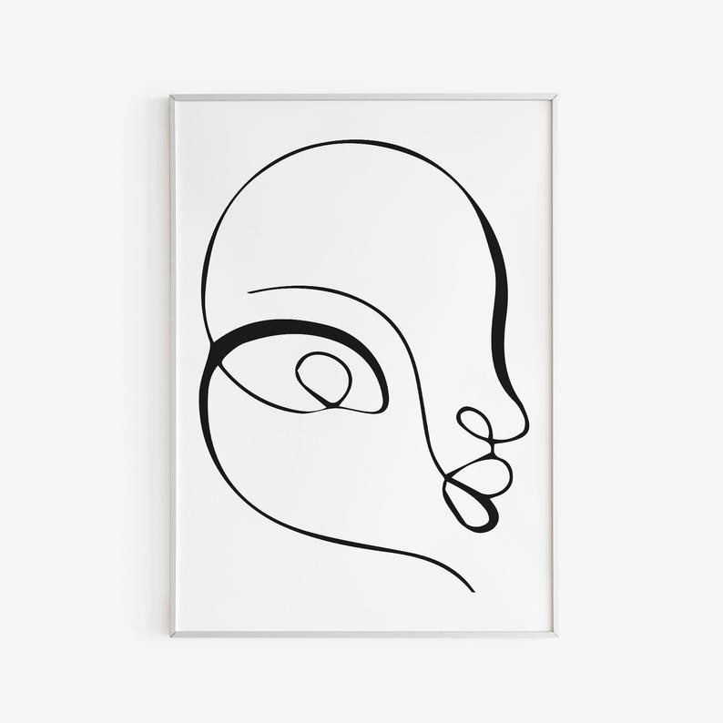 Tranh treo tường | Tranh Single Line Face Art Print | Minimalist Woman Line Drawing | Simple Line Art Female Face
