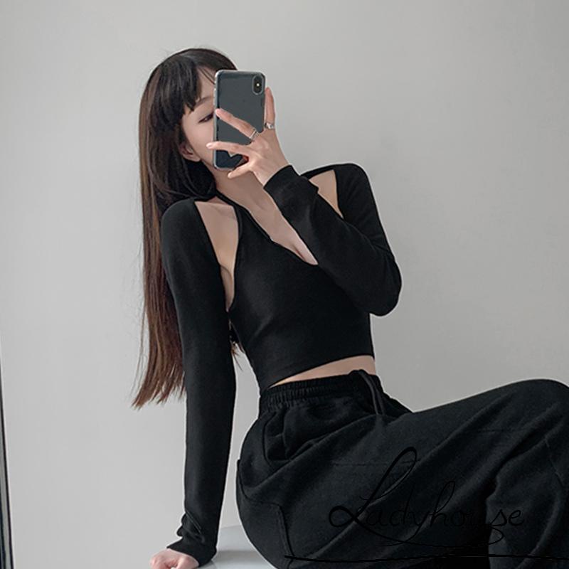 Áo hai dây dệt kim cổ chữ V màu sắc thời trang mùa hè quyến rũ cho nữ