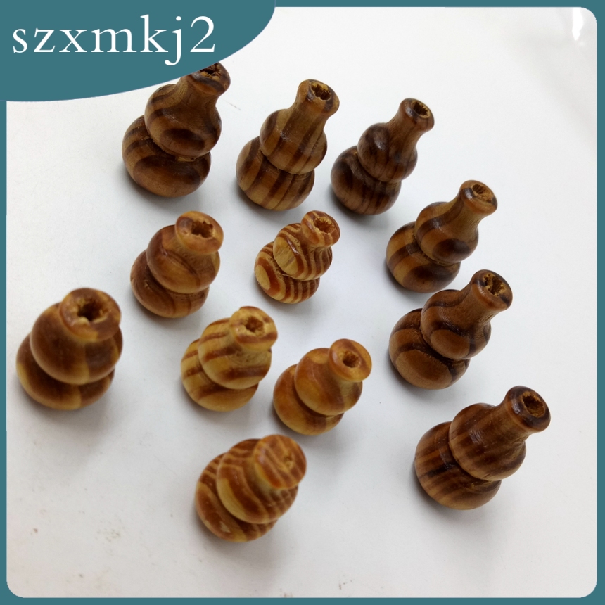 Set 25 hạt gỗ hình bầu hồ lô đường kính 27mm dùng làm trang sức thủ công