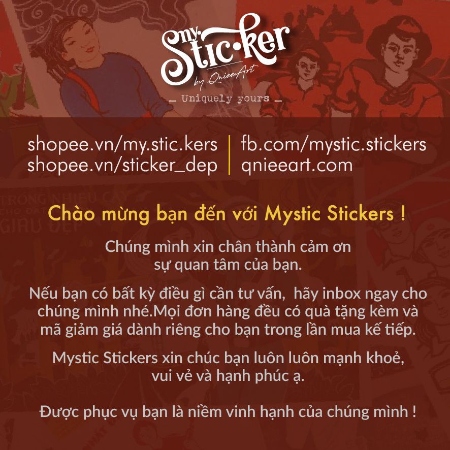 [HOẠ SĨ HENRI] 50 Sticker chống nước /dán xe laptop mũ bảo hiểm vali...