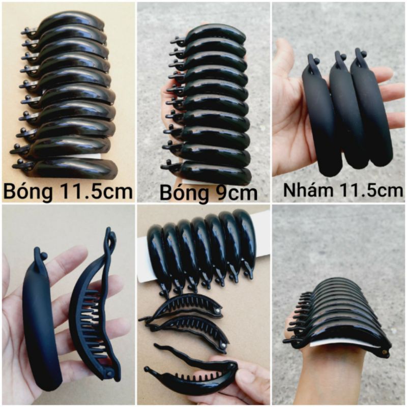 Kẹp cóc mo, kẹp ngang trơn màu đen (cở nhỏ/cở to)