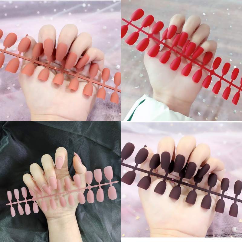 (TẶNG KEO DÁN) Bộ 24 Móng Tay Giả Dài Siêu Hot Chống Nước Nhiều Màu Sắc Siêu Hot