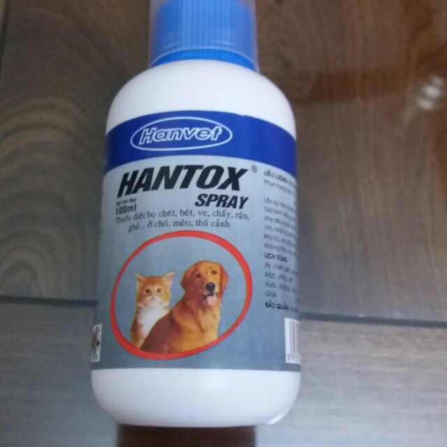 HANTOX SPRAY thuốc diệt bọ chét, ve,chấy,rận, ghẻ ở chó mèo thú cảnh