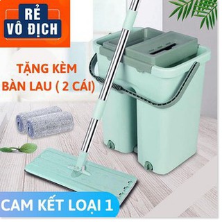 Bộ cây lau nhà ,chổi lau nhà thông minh 360 tự vắt TẶNG  Kèm 2 miếng lau siêu sạch