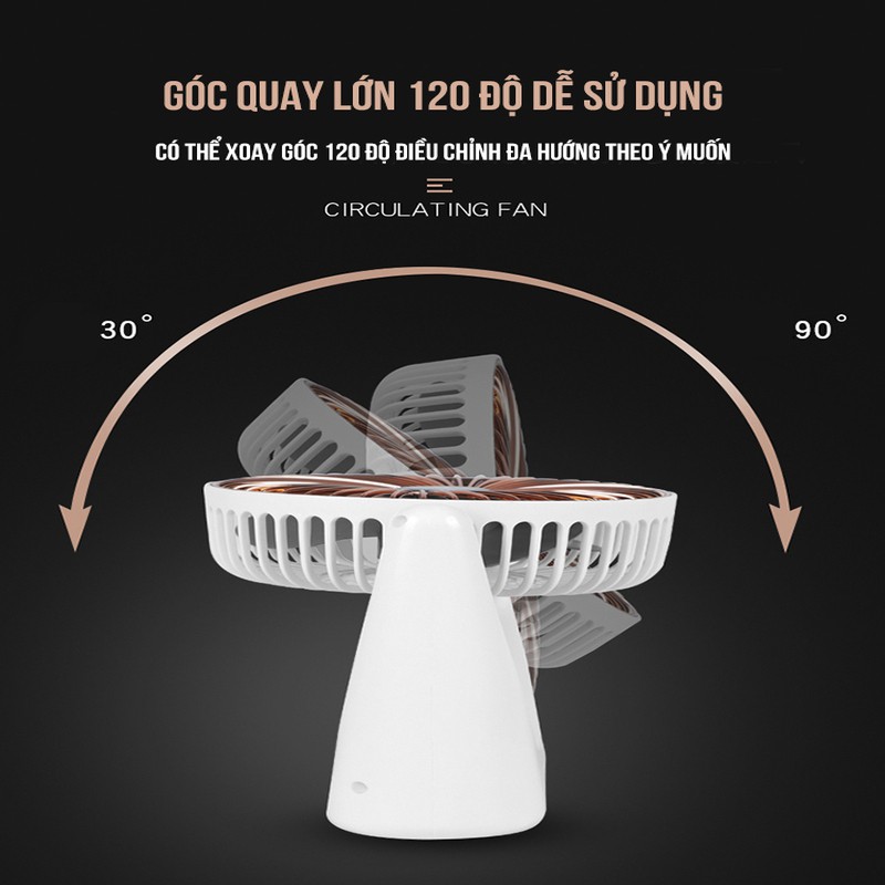 Quạt mini để bàn sạc tích điện super fan, 3 chế độ gió, chế độ gập thông minh, bảo hành 12 tháng