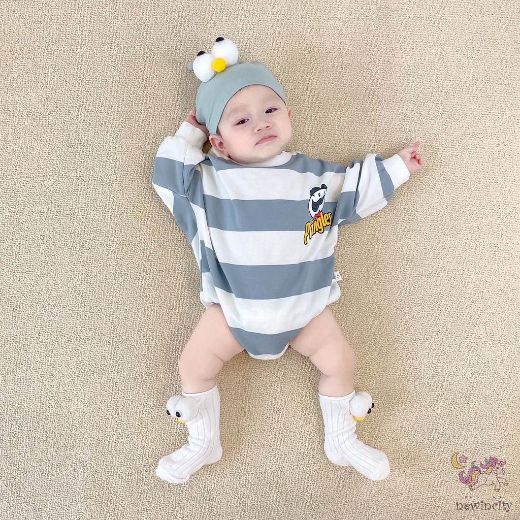 Bộ đồ liền thân kèm nón họa tiết hoạt hình xinh xắn cho trẻ sơn sinh