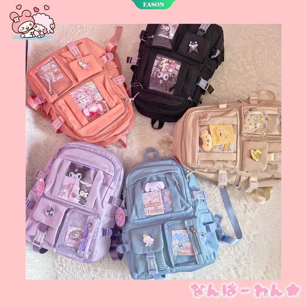 Balo Đi Học Cỡ Lớn In Họa Tiết Hoạt Hình Cinnamoroll Kuromi Và Hello Kitty Dễ Thương Phong Cách Nhật Bản