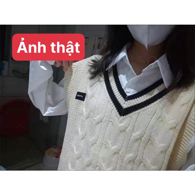 Áo gile len nữ hàn quốc cổ v ulzzang dáng rộng tùy chiều cao - 052 | BigBuy360 - bigbuy360.vn