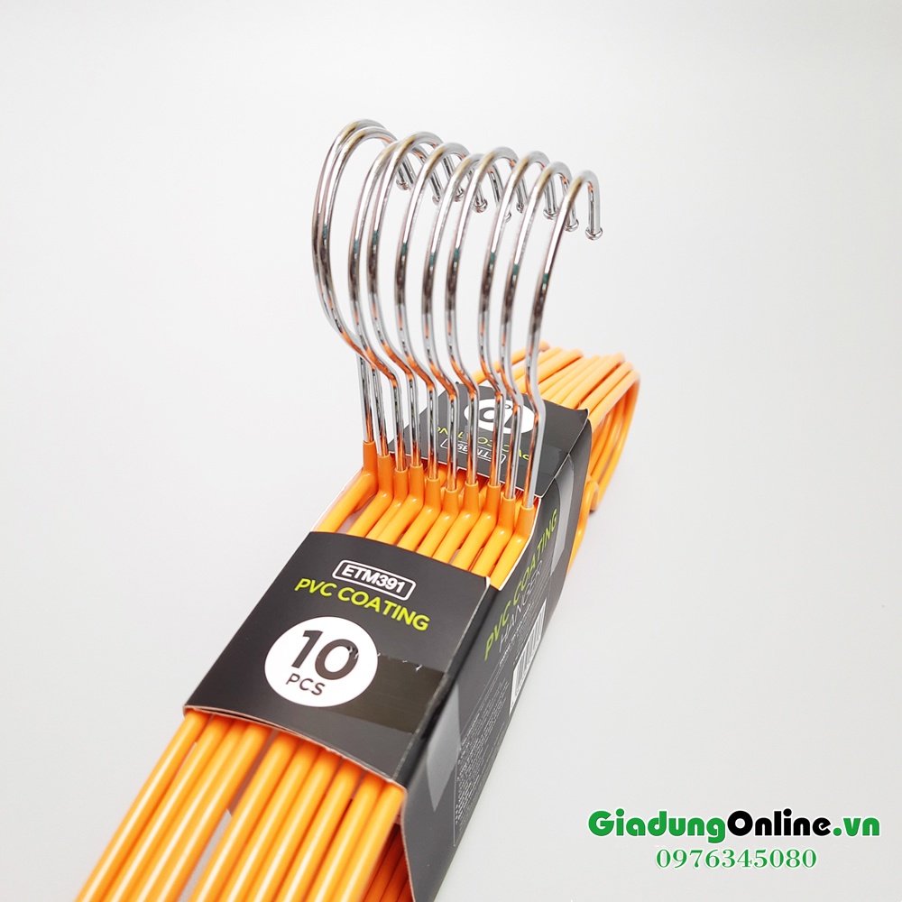 Bộ 10 Móc Treo Quần Áo Ettom Bằng Kim Loại Bọc Nhựa PVC Lock&Lock ETM391 - Hàng chính hãng