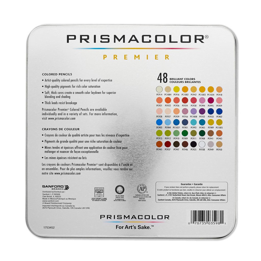 Hộp 48 bút chì màu hạng họa sĩ Prismacolor Premier Soft Core (Hộp thiếc)